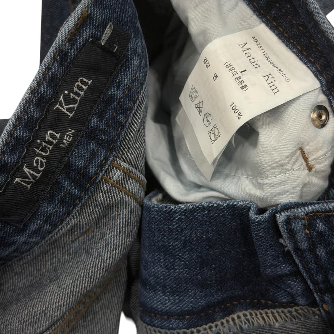 마뗑킴 맨 디스트로이드 빈티지 와이드 데님팬츠 바지 L 상품이미지6
