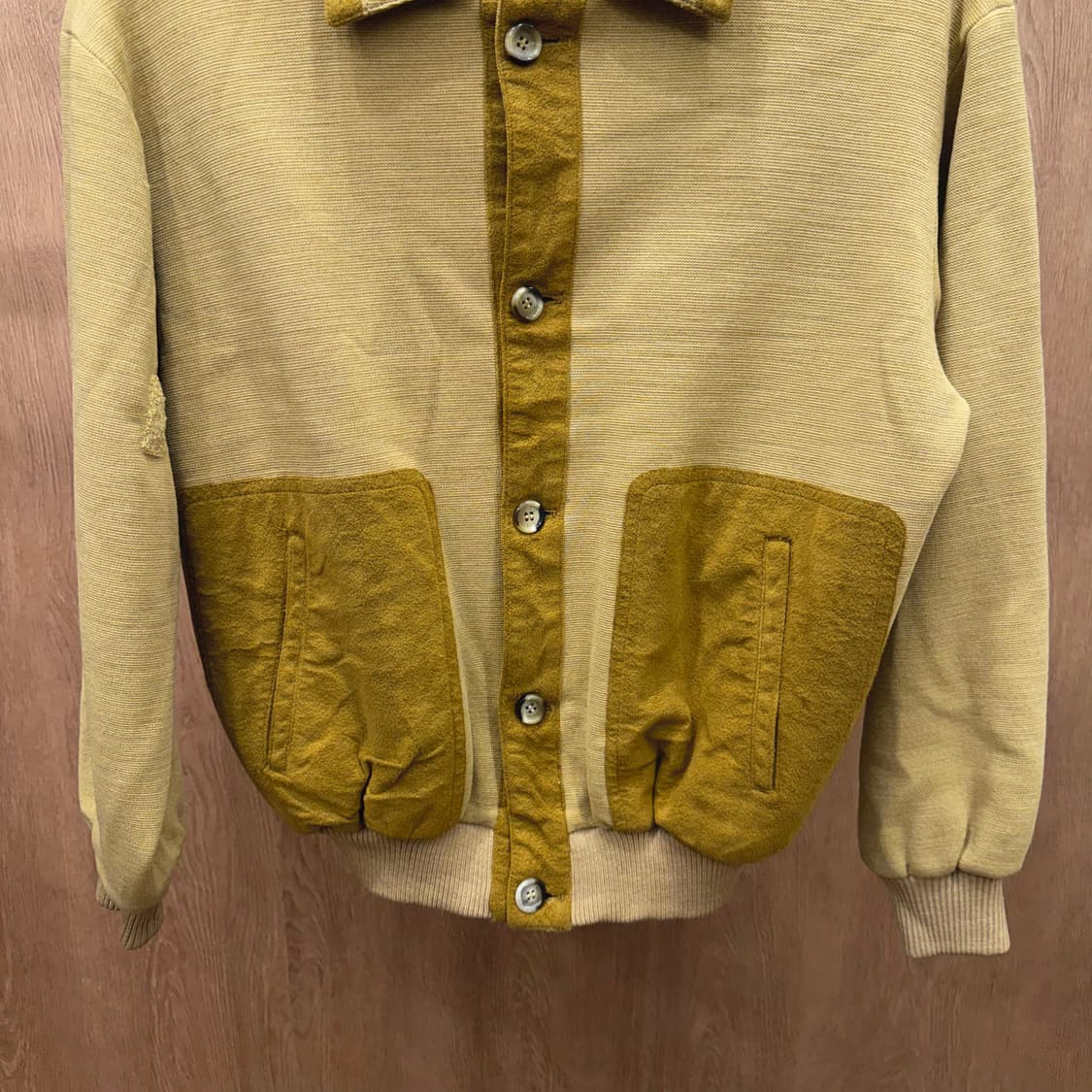 빈티지 울 블루종 자켓 배색 플래킷 포켓 디테일 레귤러핏 머스타드 상품이미지5