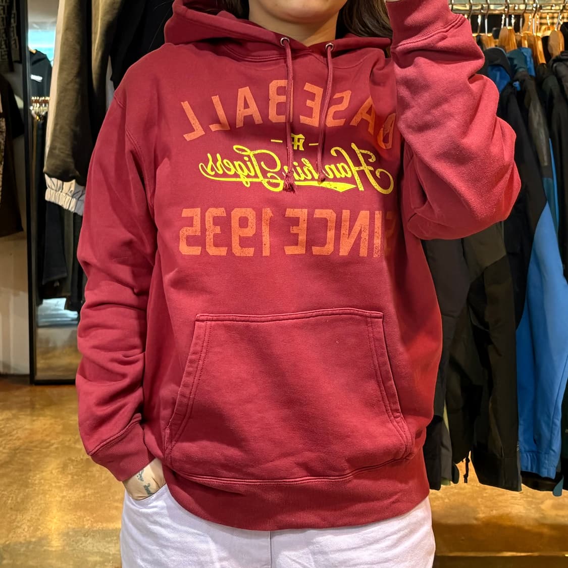 한신타이거즈 베이스볼 버건디 후드 상품이미지1