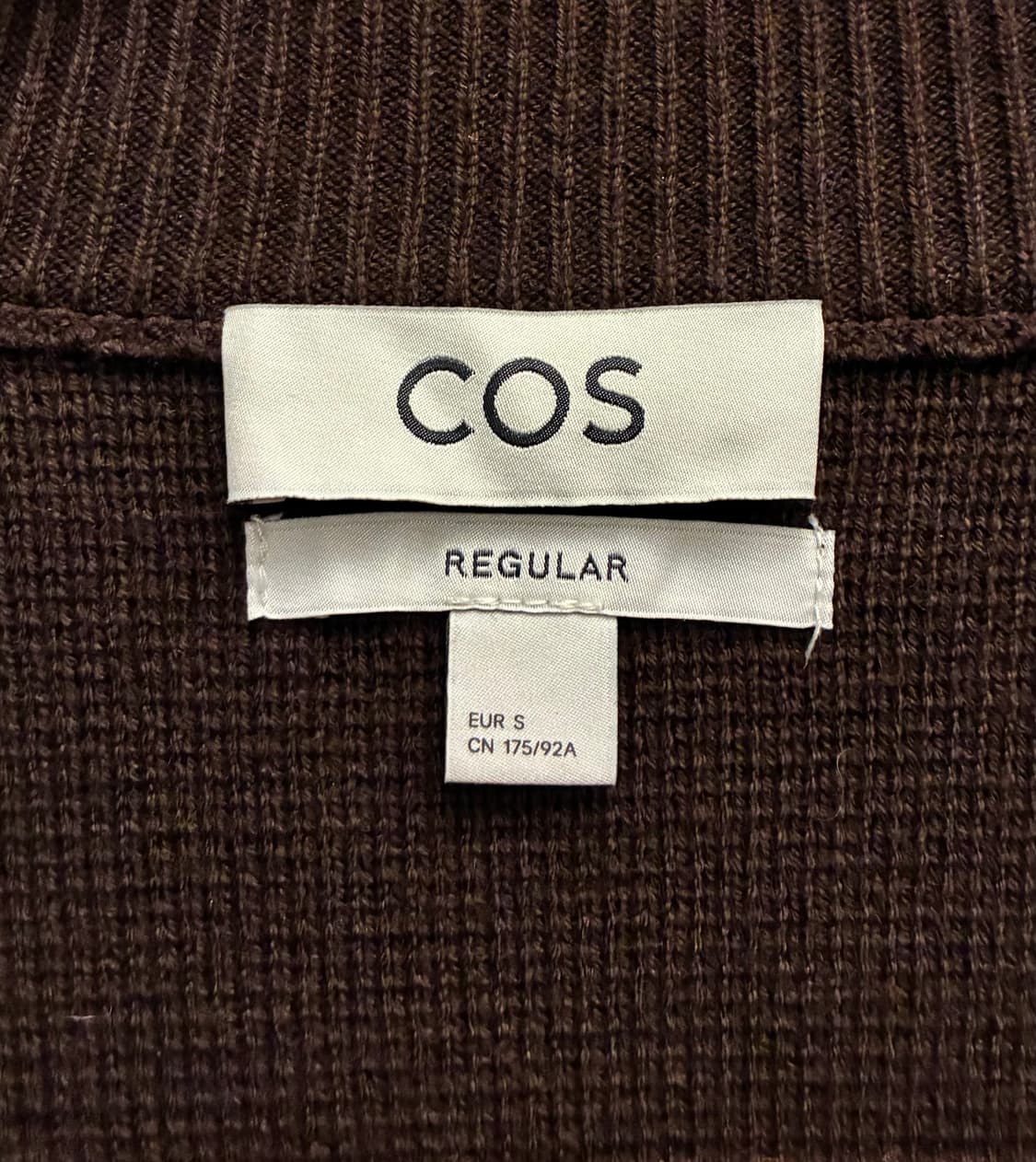 (S/100)COS 코스 울 코튼 브라운핑크 컬러 블록 헤비가디건 상품이미지9