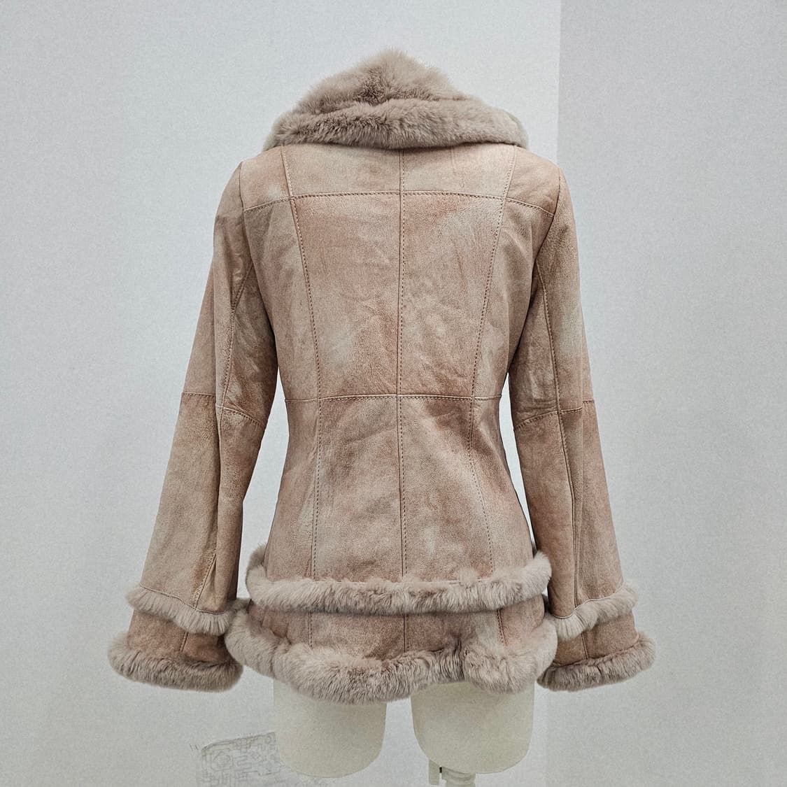 핑크 양가죽 렉스 토끼털 퍼 여성 무스탕 상품이미지3