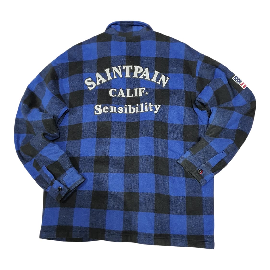 ✨ (바배) 세인트페인 체크패턴 성조기 패치 모직 박시 블루종 점퍼 상품이미지2