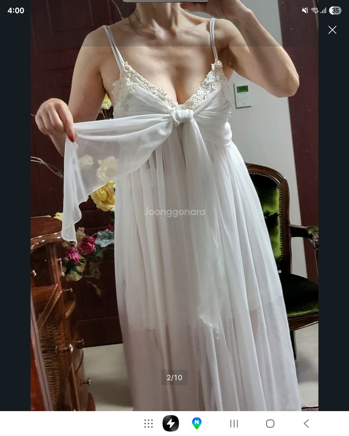 명품 수입 잠옷 나이트 웨어 Jonquil 시쓰루 화이트  상품이미지7