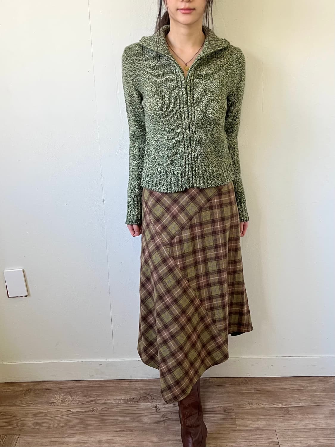 Japan vtg 크로스 체크 울 스커트 상품이미지6