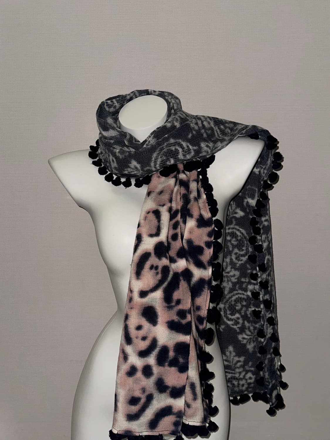 핑크 갸루 호피오리엔탈 울 머플러 상품이미지2