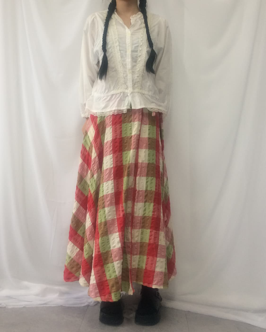 Check pattern wrap long skirt 상품이미지5