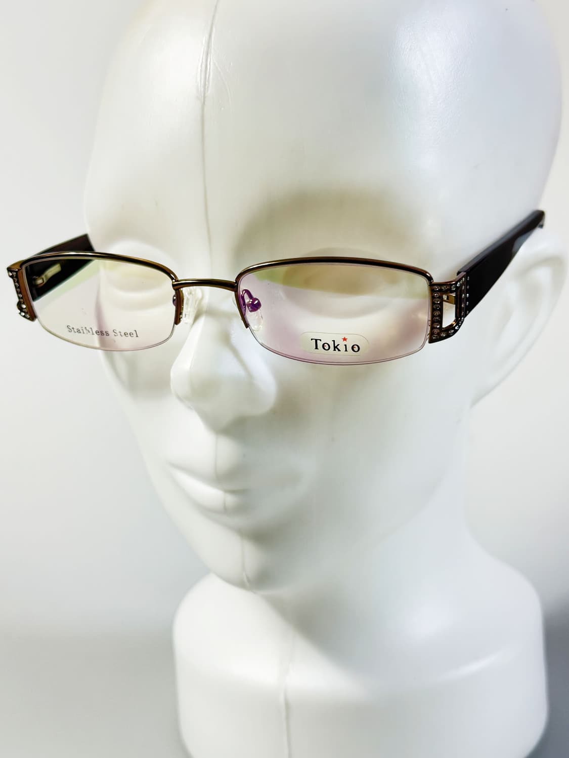 90s TOKIO 브라운 메탈 반무테 슬림 스퀘어 빈티지 안경 상품이미지9