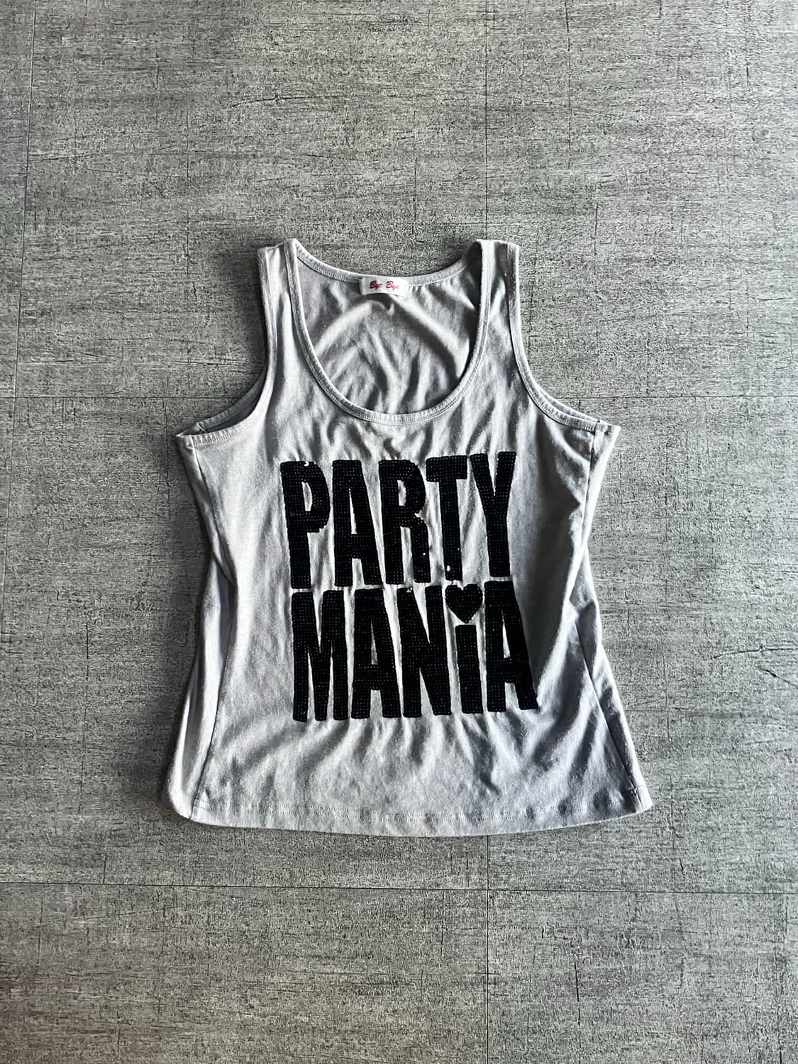 일본빈티지 Byebye 핀터깔y2k 비즈큐빅 슬리브리스 나시탑 상품이미지1