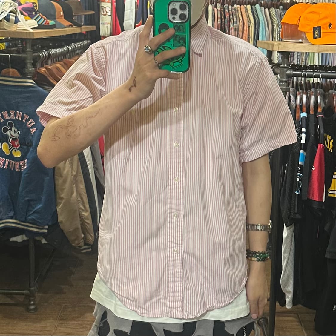 [HI] 폴로 랄프로렌 반팔 셔츠 스트라이프 핑크 상품이미지2