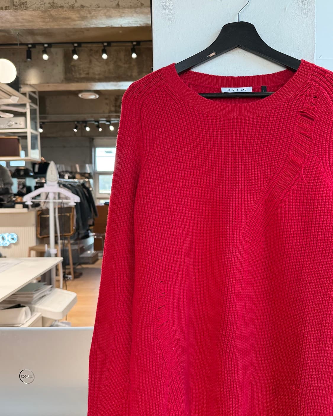 헬무트랭 레드 디스트레스드 캐시미어혼방 니트  상품이미지4