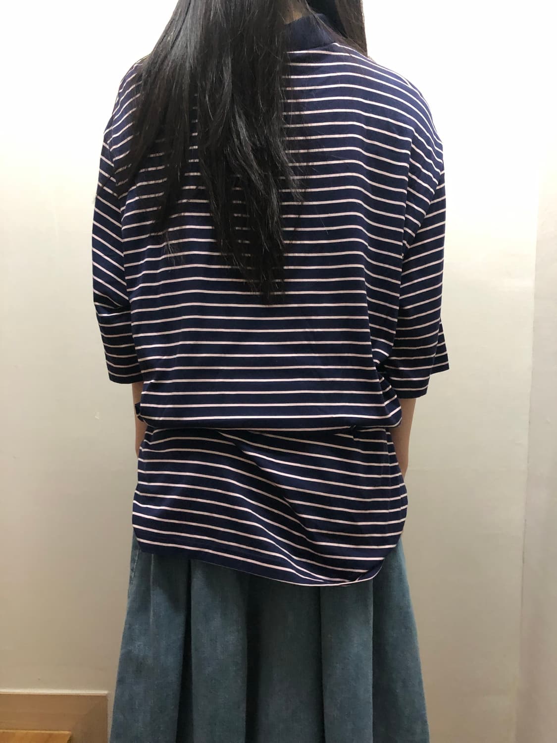 빈티지 폴로 네이비 핑크 스트라이프 티셔츠 상품이미지10