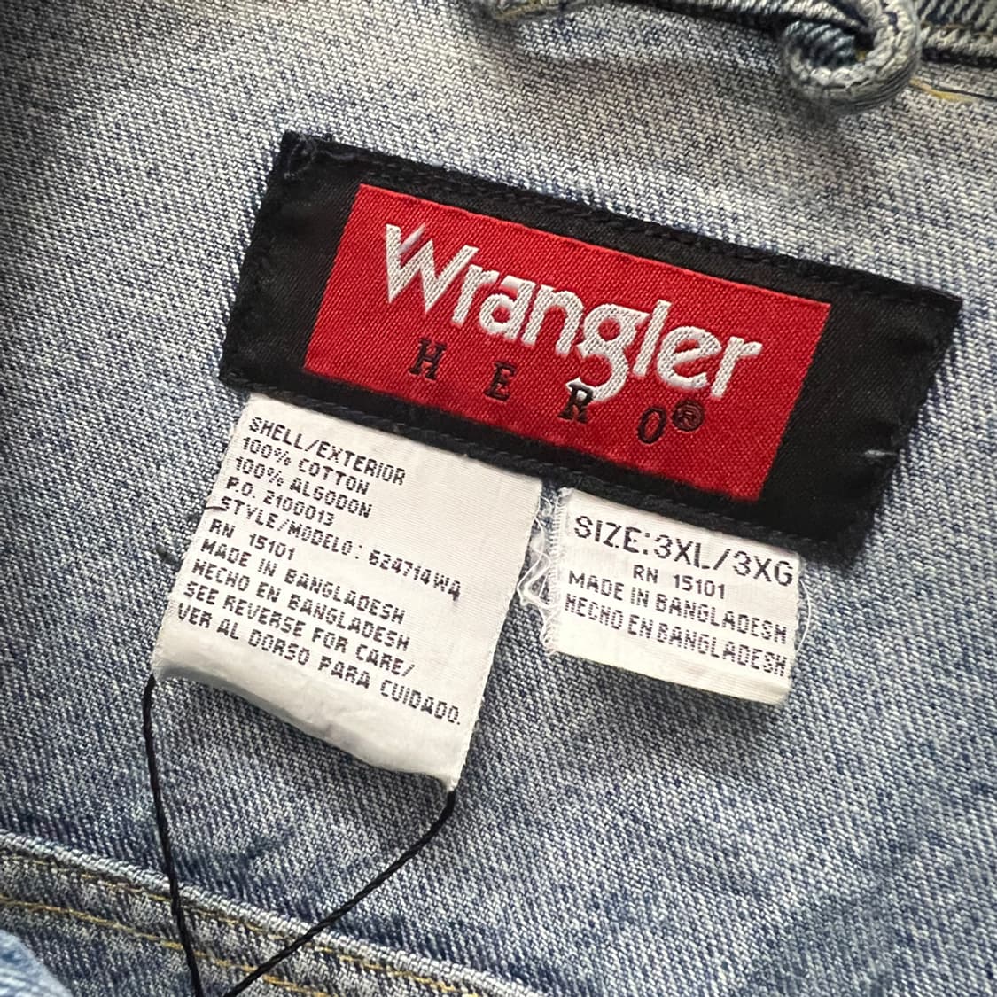 90s 랭글러 히어로 데님 청자켓 3XL 상품이미지4