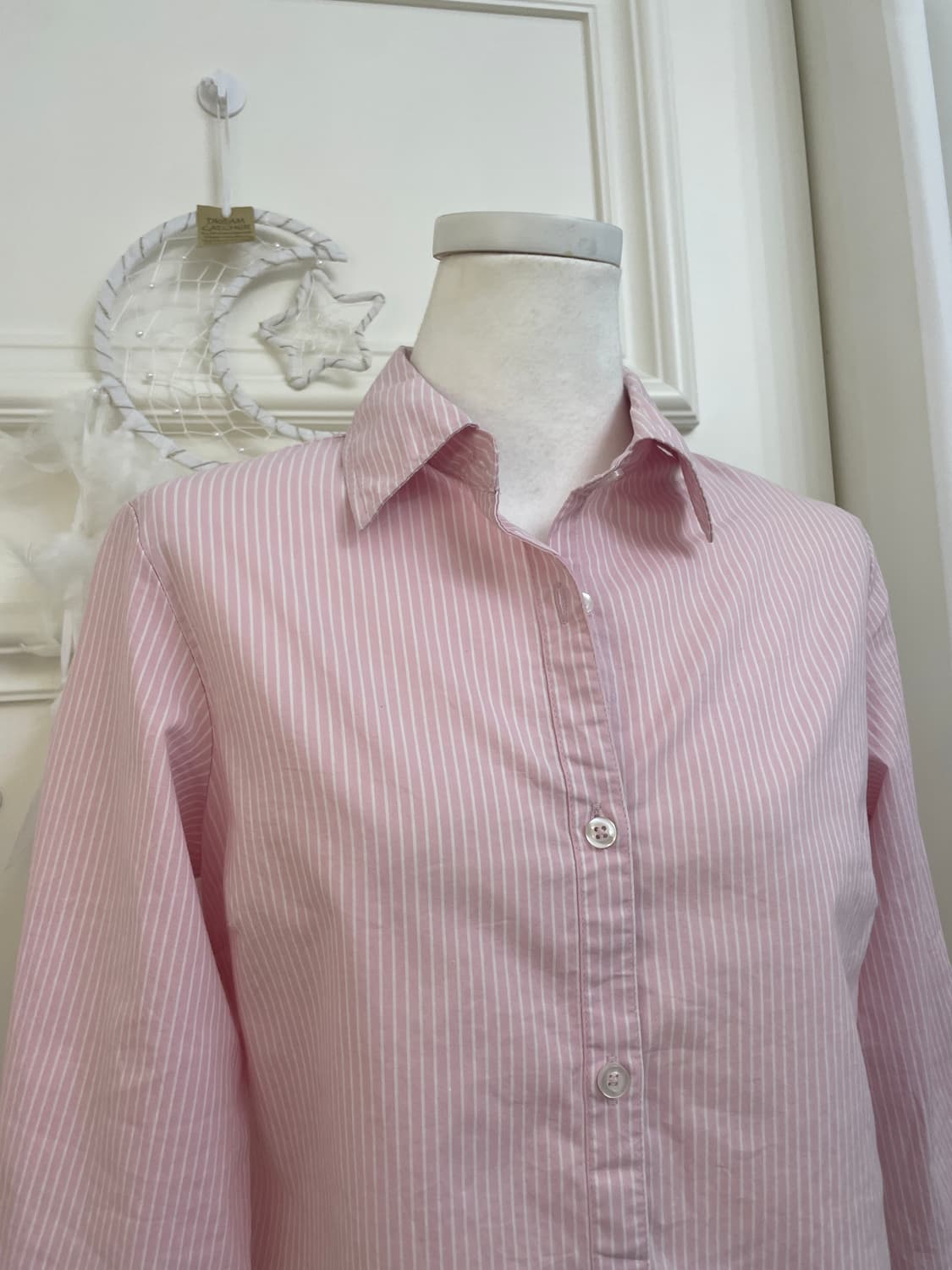 pink white stripe basic cotton shirt 상품이미지6