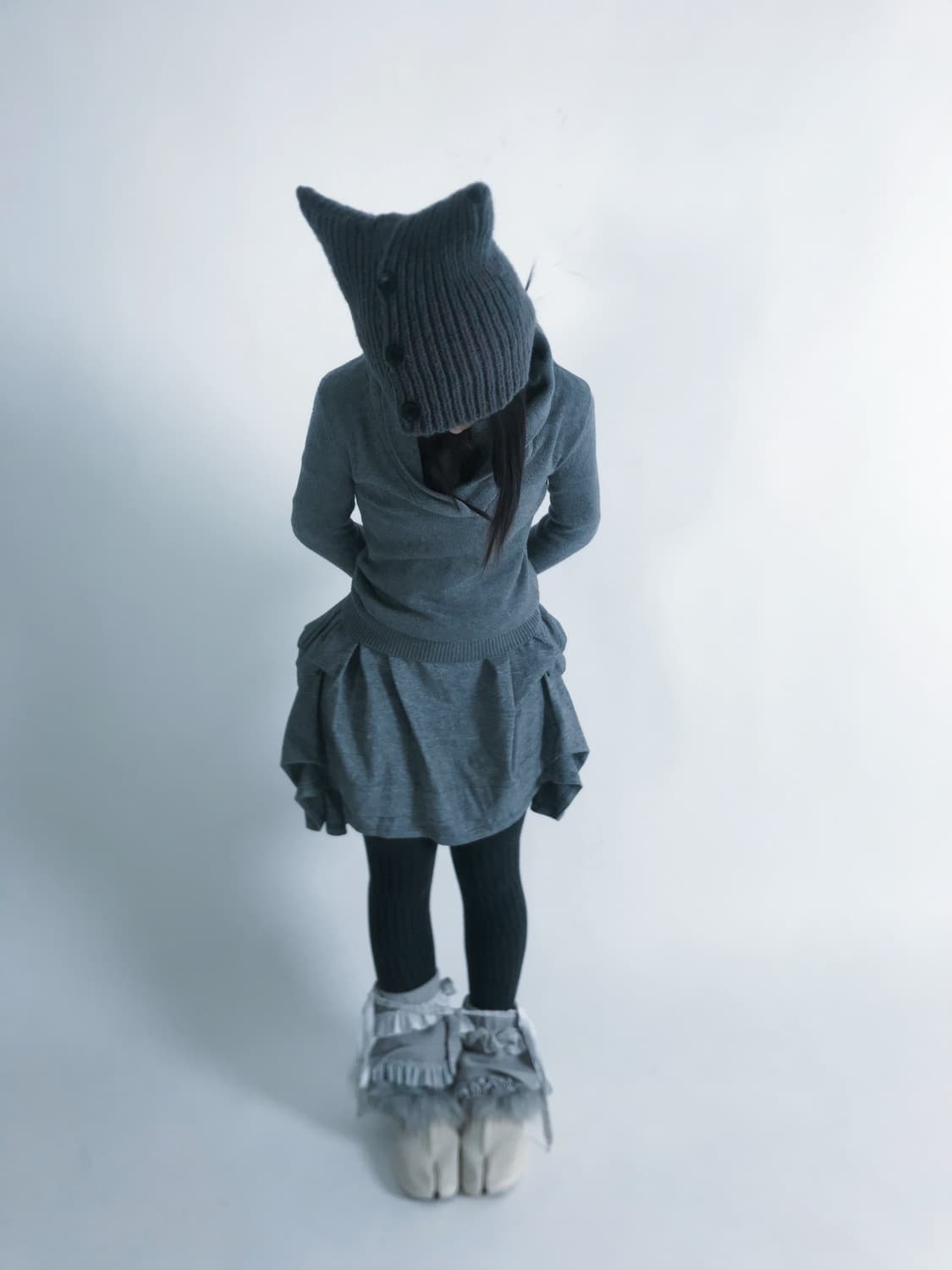 Custom🐾)Devil Cat-Ear grey knit binnie 상품이미지10