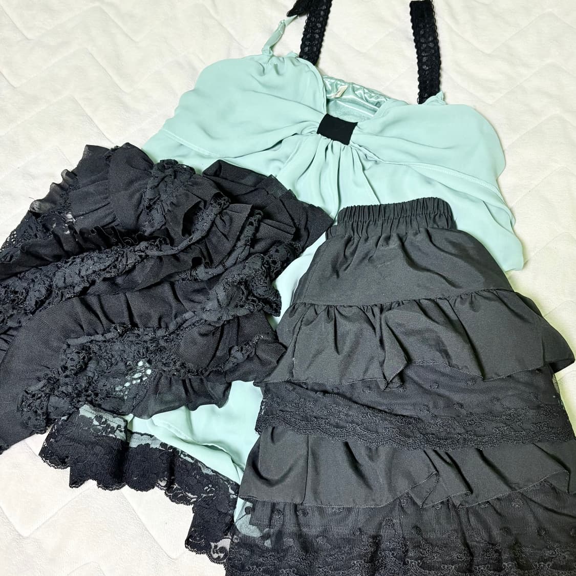 합정빈티지 엑시스팜 상의 민트+블랙 코디 세트 팔아욧 +치마 상품이미지5