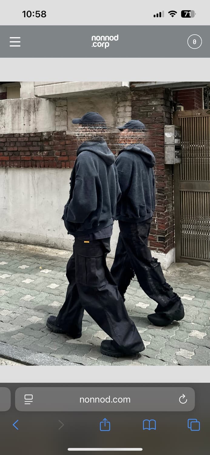 논노드x신세계 디스트레스드 후드집업 상품이미지3