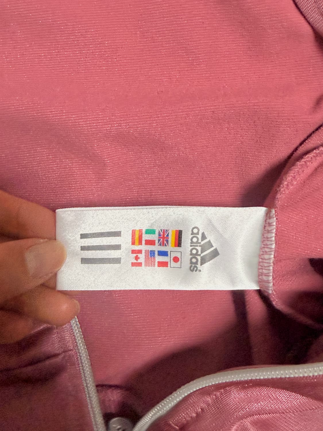아디다스 새틴 로즈 핑크 큐빅 로고 삼선 트랙탑 져지 Y2K • 갸루 상품이미지8