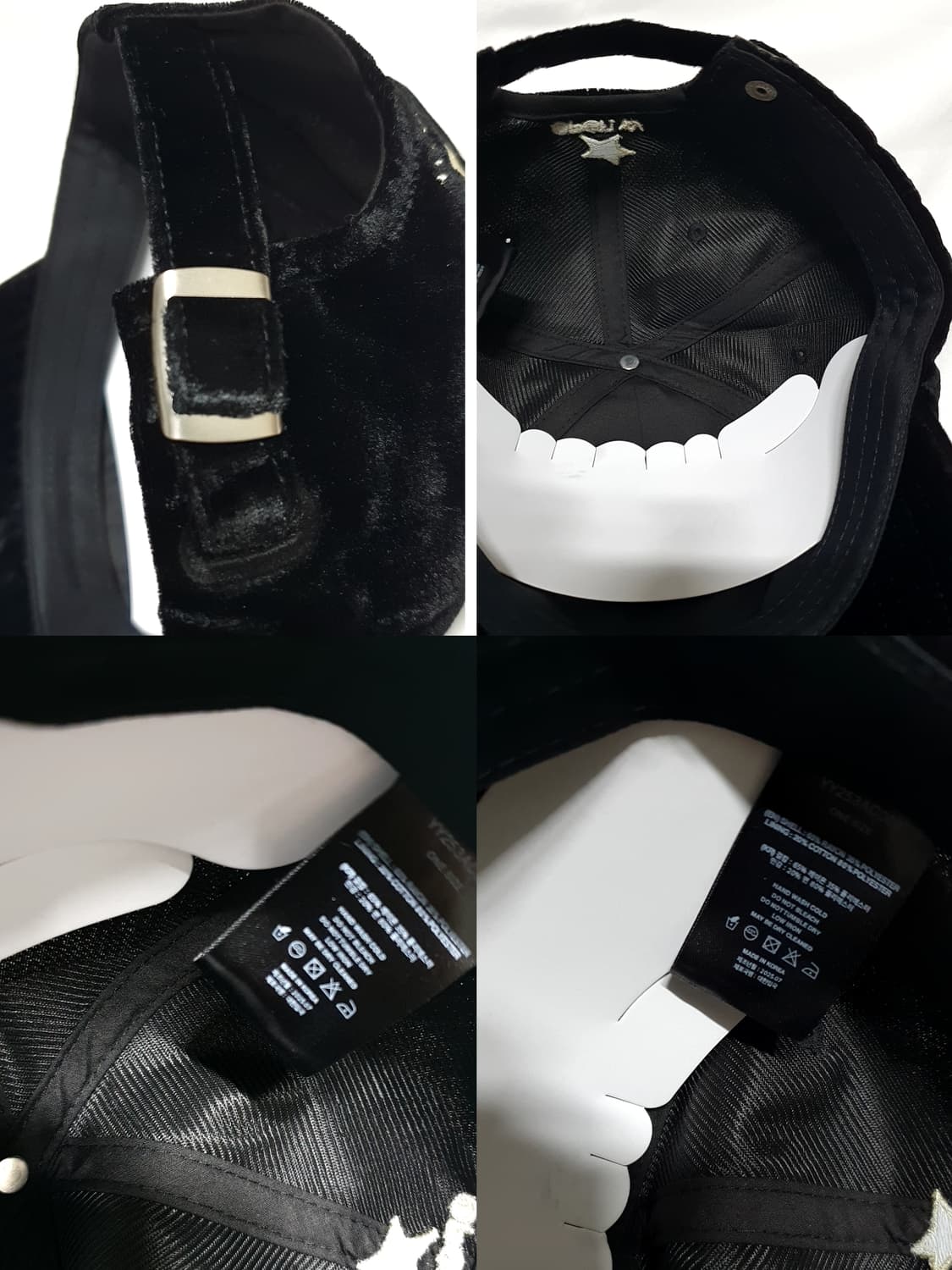 블랙 옐로우 오픈와이와이 벨벳 볼캡 모자  상품이미지8