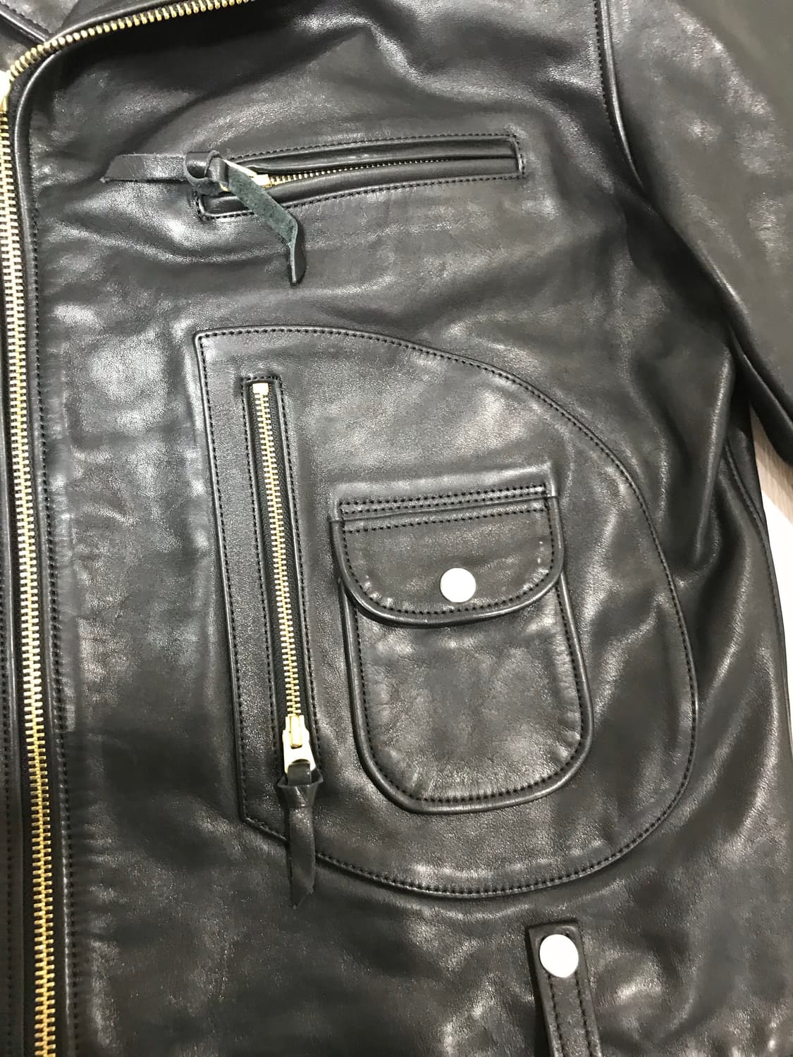 Jiash J24 D포켓 소가죽 카우하이드 더블 라이더 블랙 가죽 재킷 상품이미지4