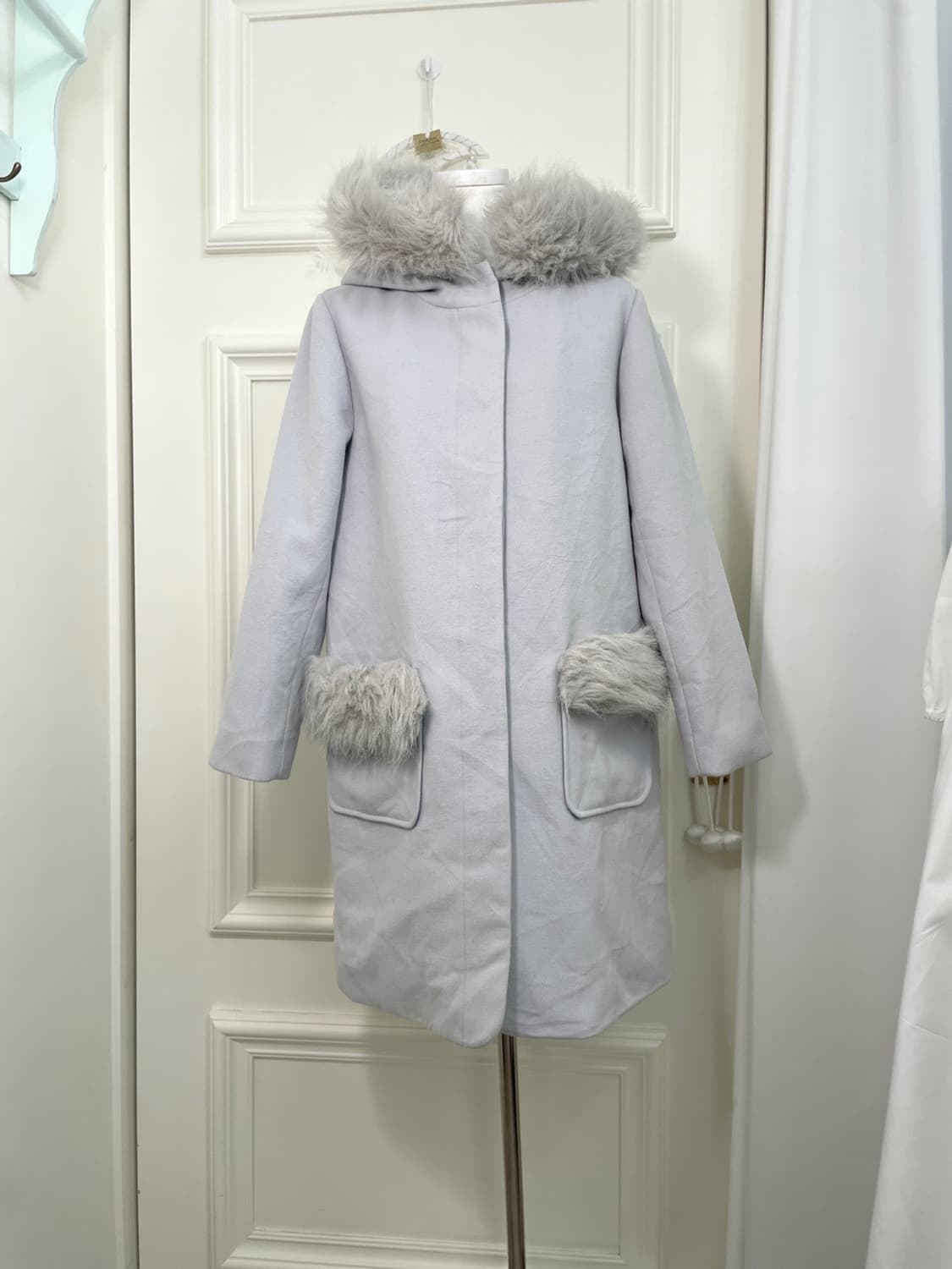 sheer blueberry fur point cute coat 상품이미지1