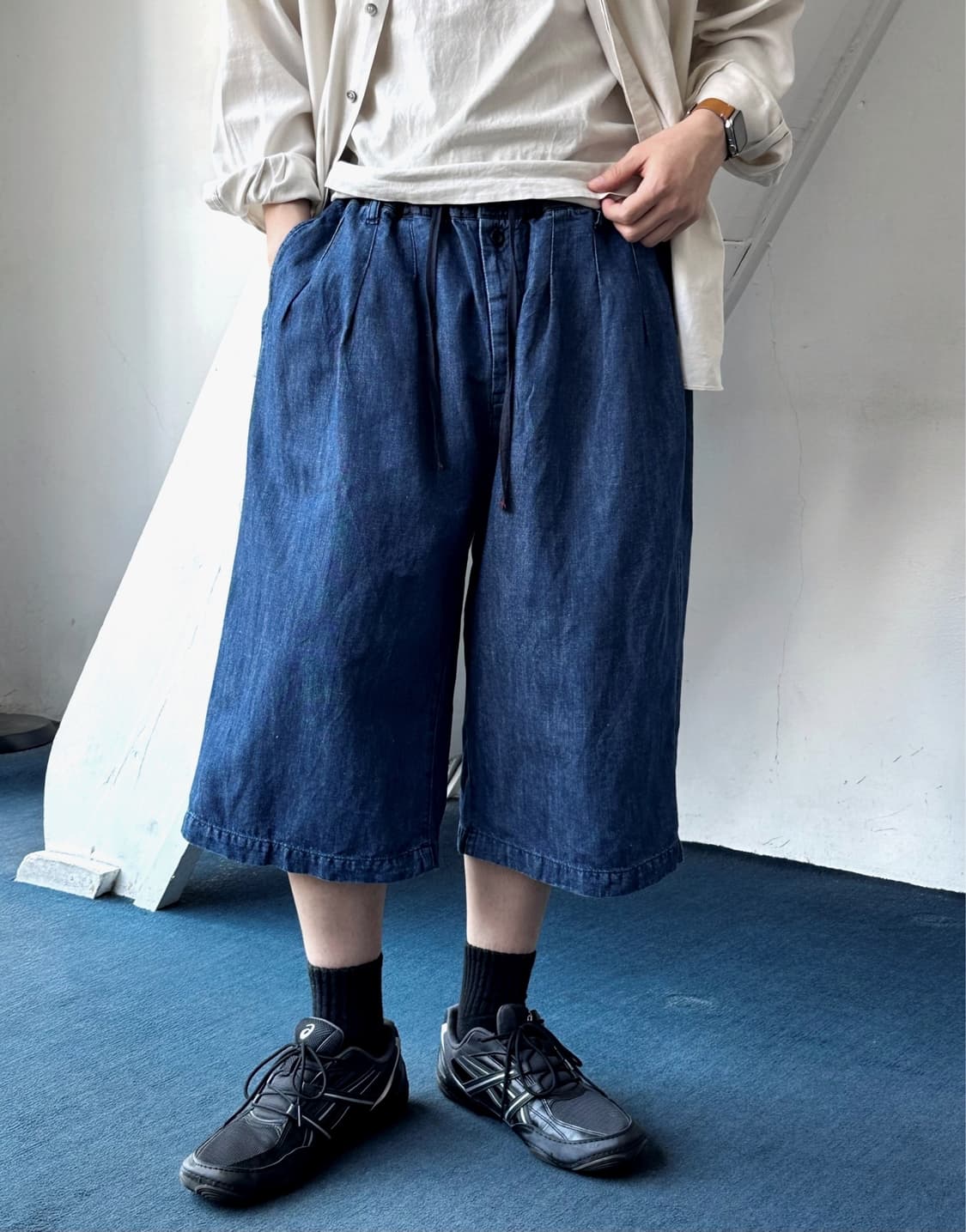 Cotton linen denim ball silhouette half  상품이미지8