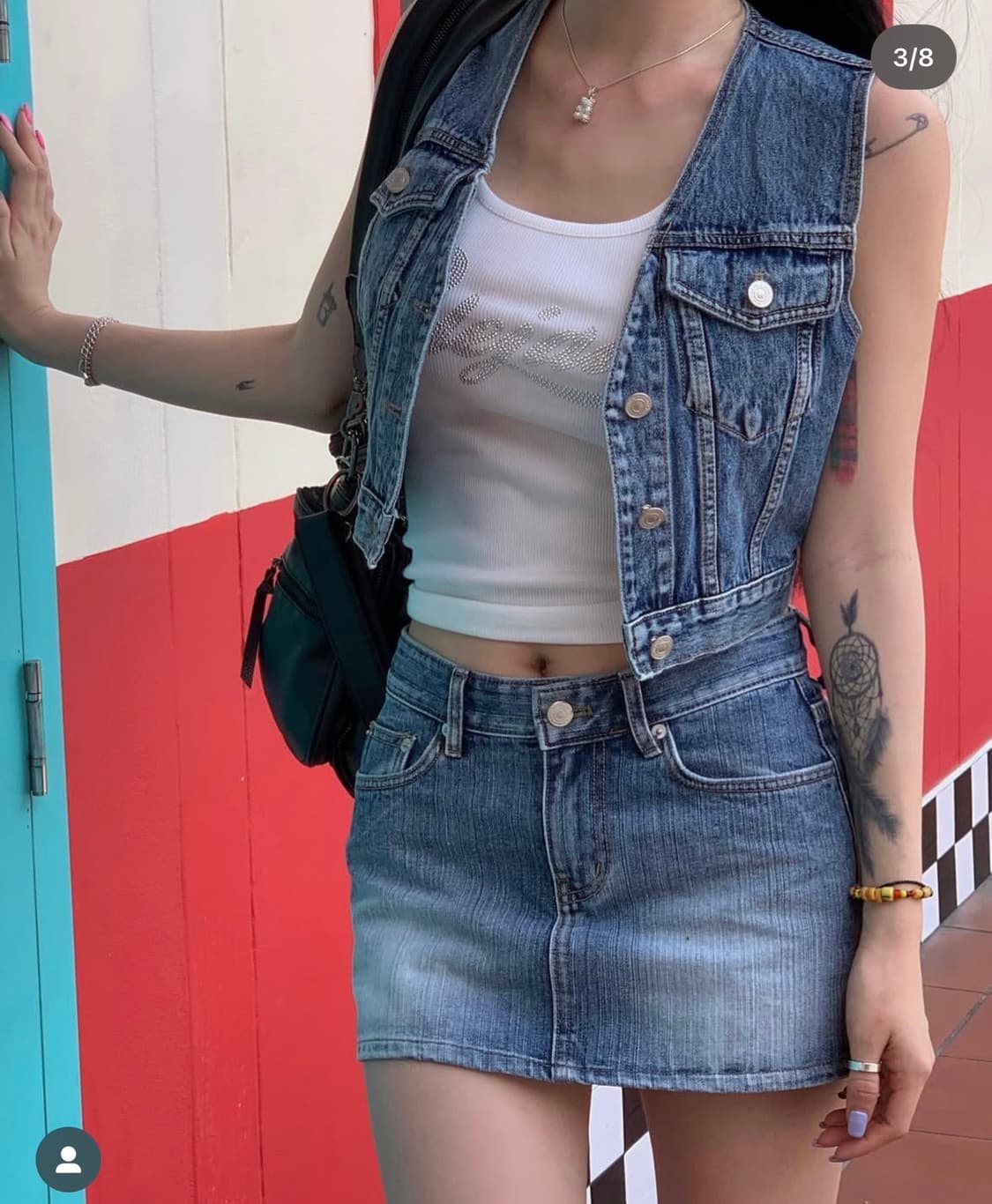 페일제이드 청조끼+스커트M 셋업 상품이미지1