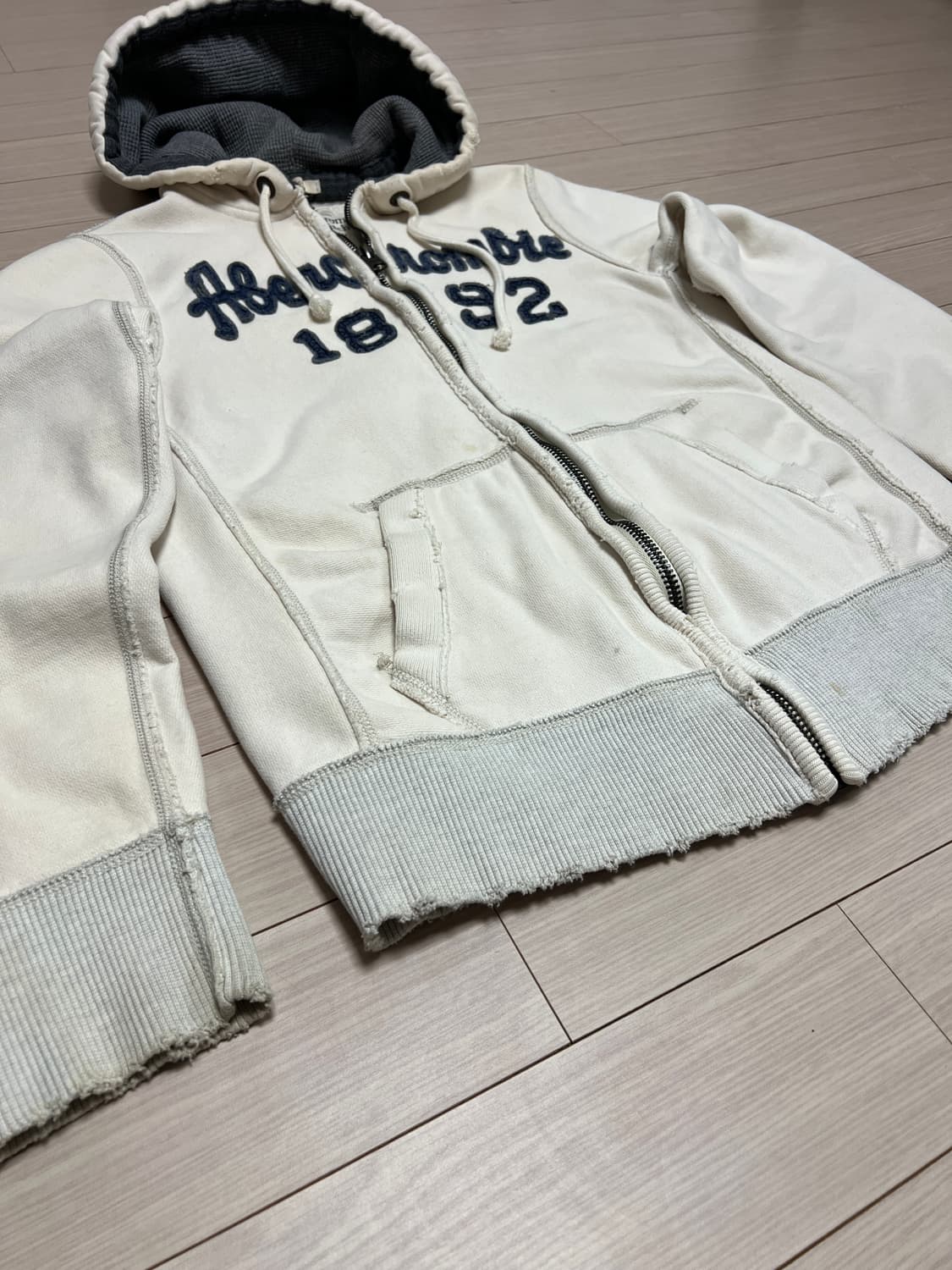 아베크롬비 & 피치 로고 후드 집업 / 아이보리 / L 상품이미지3