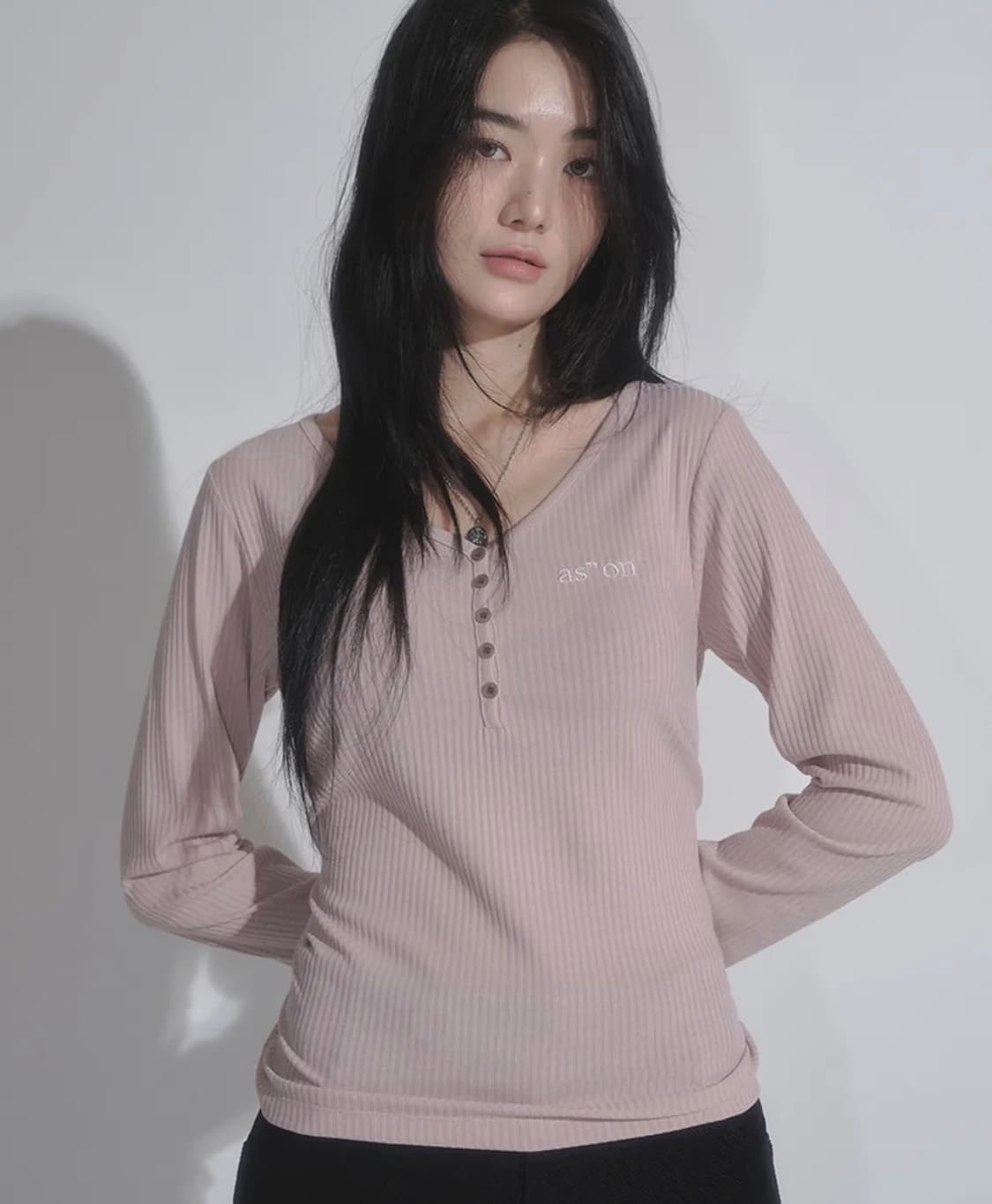 애즈온 버튼티 핑크 상품이미지1