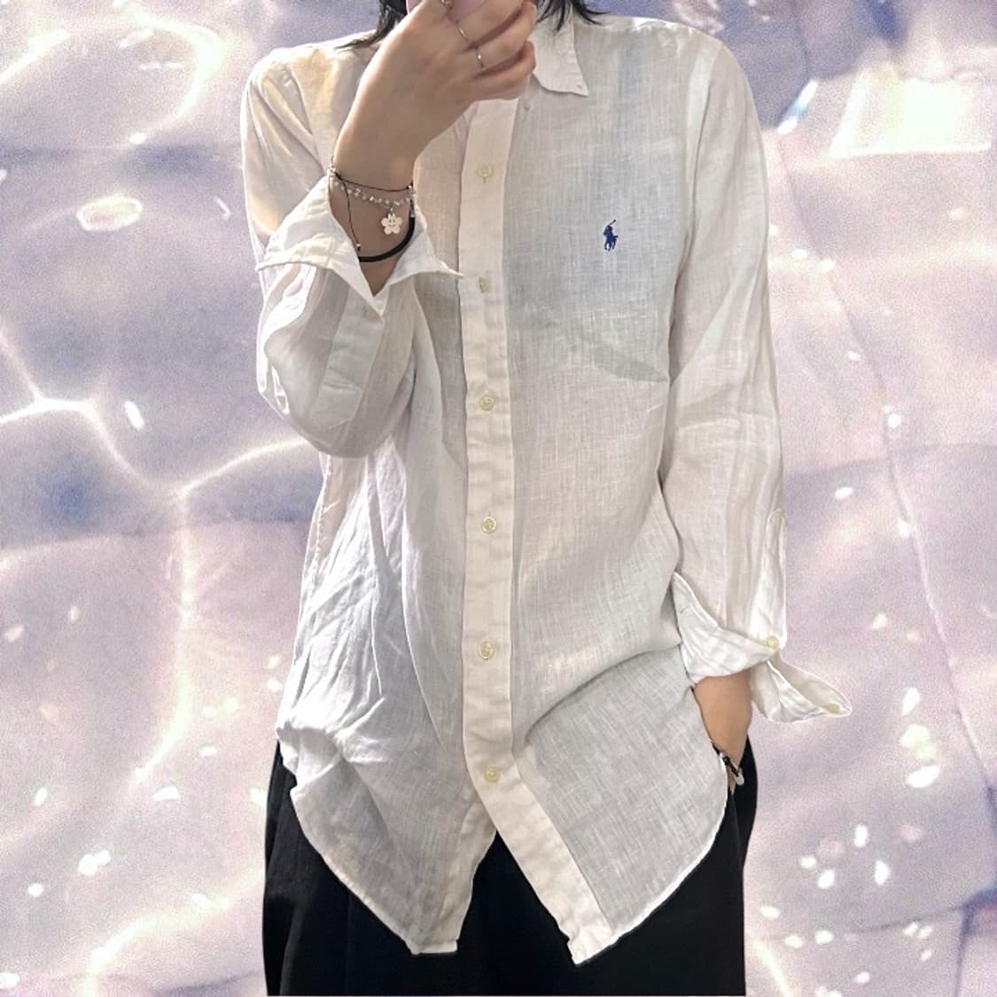 폴로 랄프로렌 신형 린넨 셔츠 화이트 XS  상품이미지2