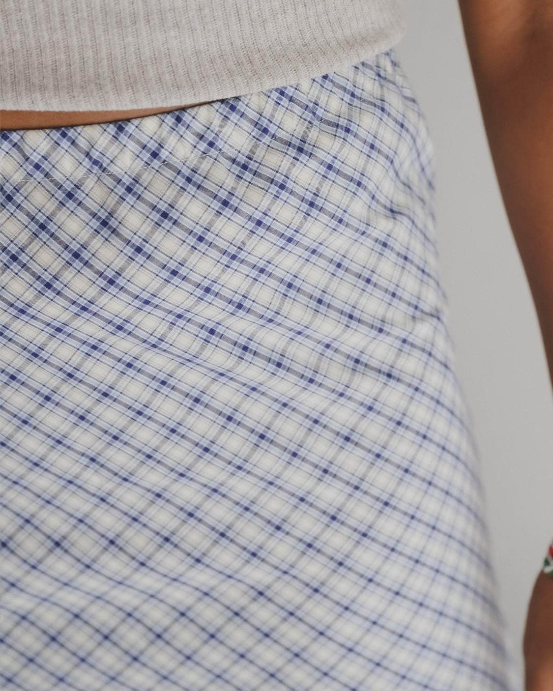 (S,M) 베이스레인지 26SS 오가닉 체크 Larva skirt 상품이미지4