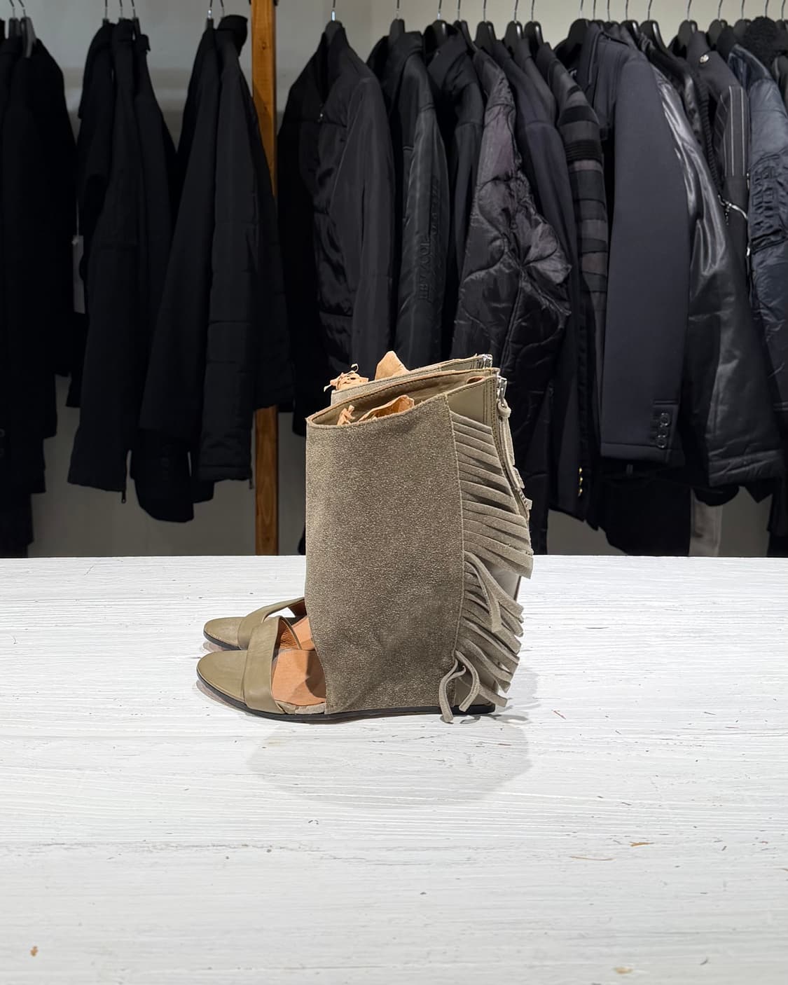 이로 카키 프린지 옥스나드 샌들 상품이미지5