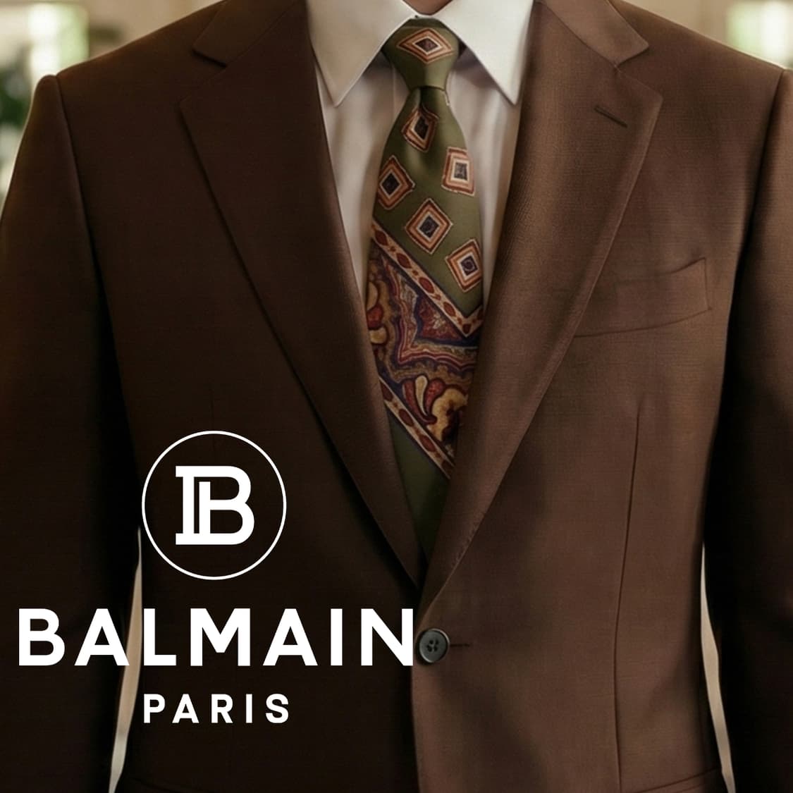 피에르 발망 실크 그린 패턴 넥타이 9.7cm A등급 K1671
 상품이미지1