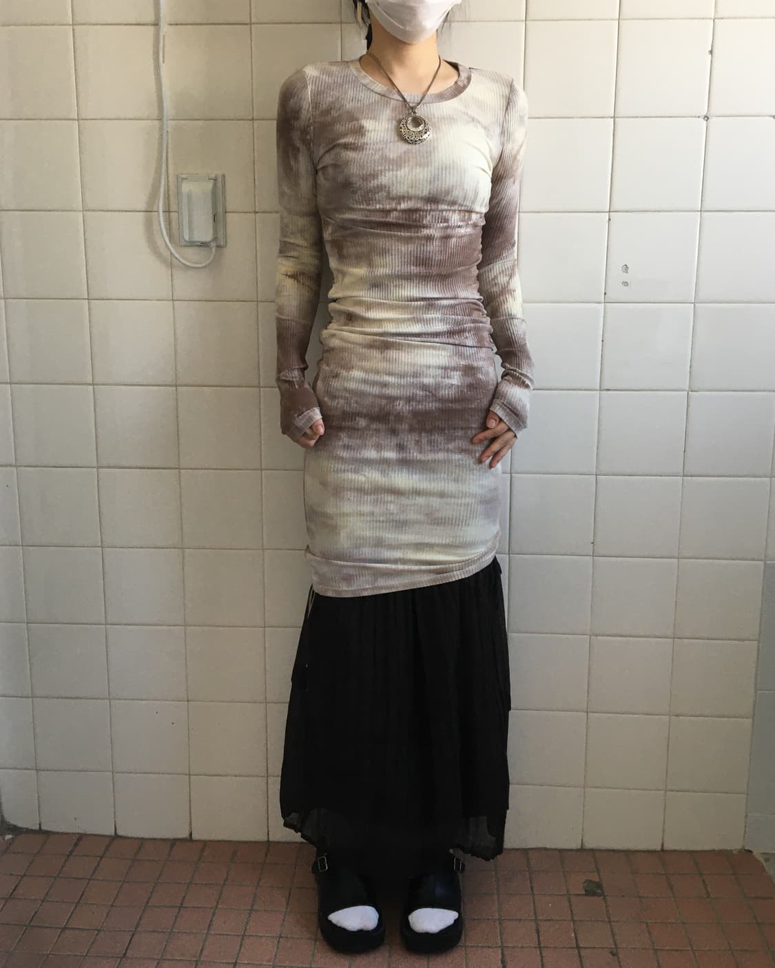 Side shirring dyed pattern onepiece 상품이미지6