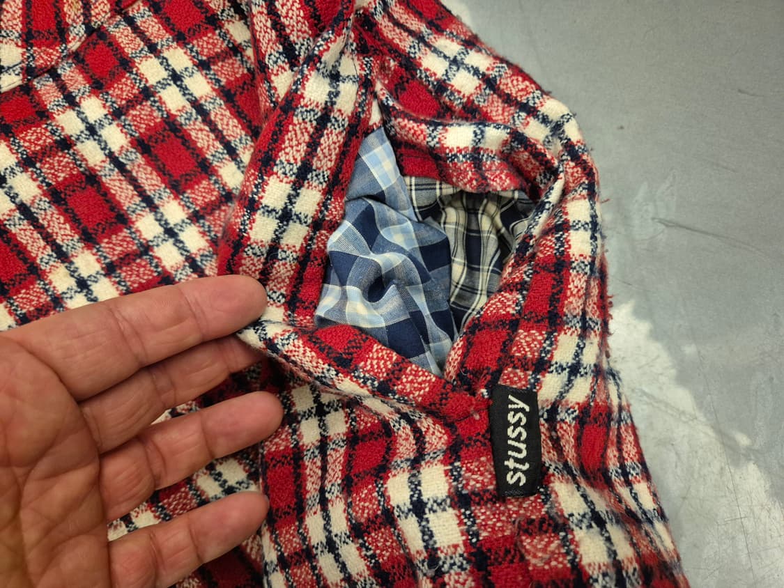 90s 스투이 아웃도어 플란넬 퀼팅 자켓 상품이미지7