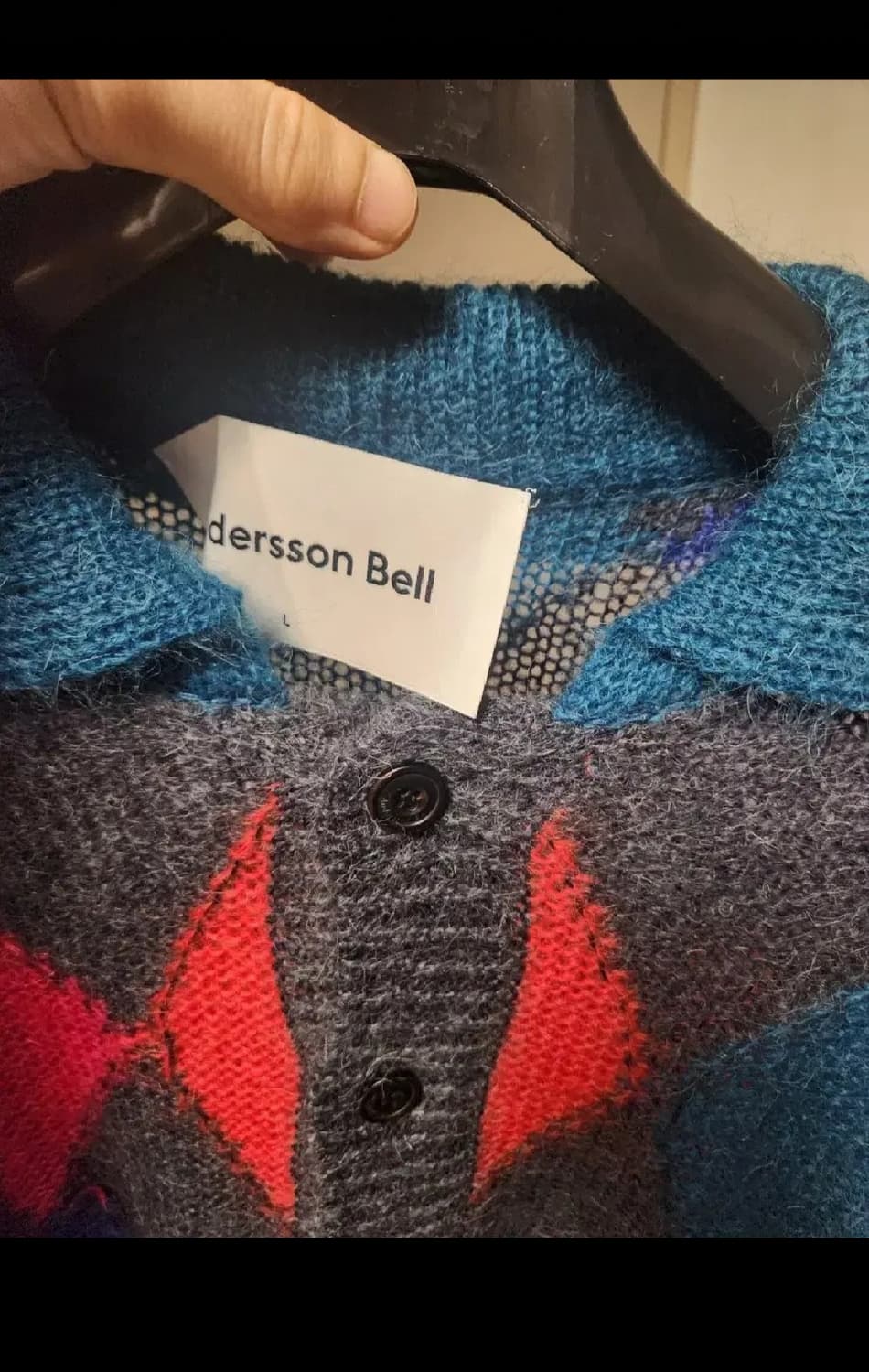 앤더슨벨 키드모헤어  아가일 가디건 L 상품이미지4