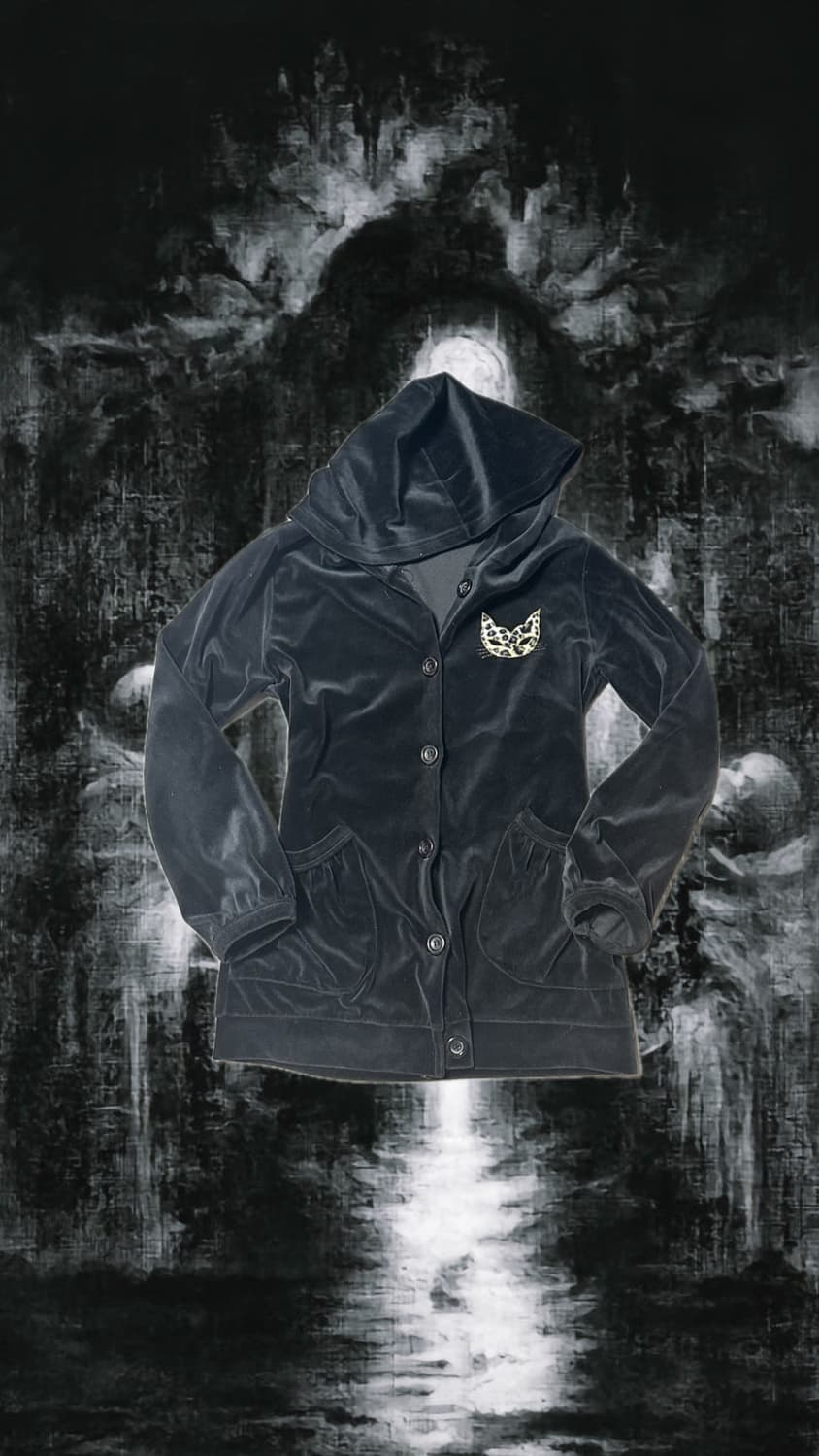 벨벳 Y2k 갸루 고양이 후드버클  상품이미지1