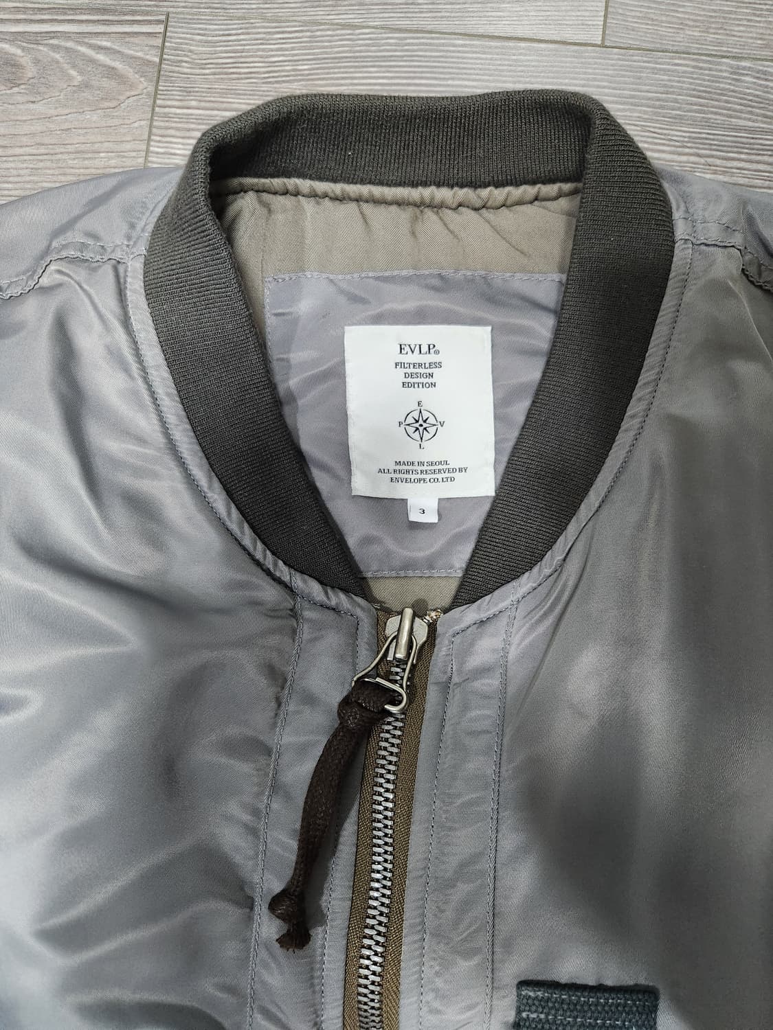 엔벨로프 노캐스터 ma-1 마원 실크나일론 그레이 3사이즈 상품이미지2