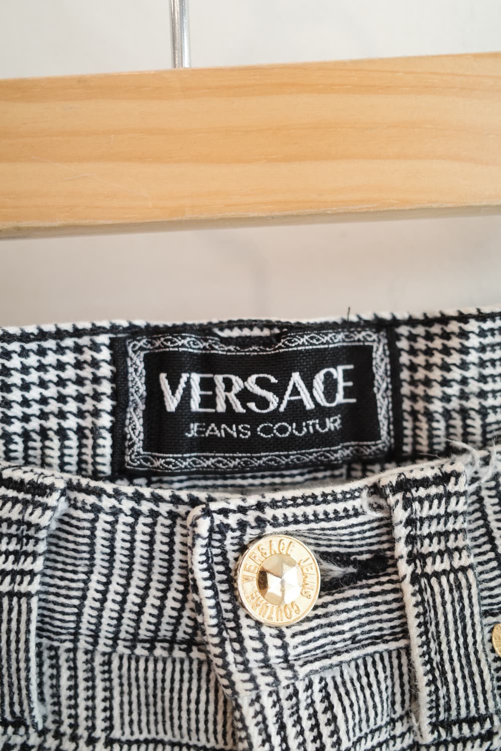 90s VERSACE 베르사체 빈티지 체크패턴 코튼팬츠 (24인치) 상품이미지3