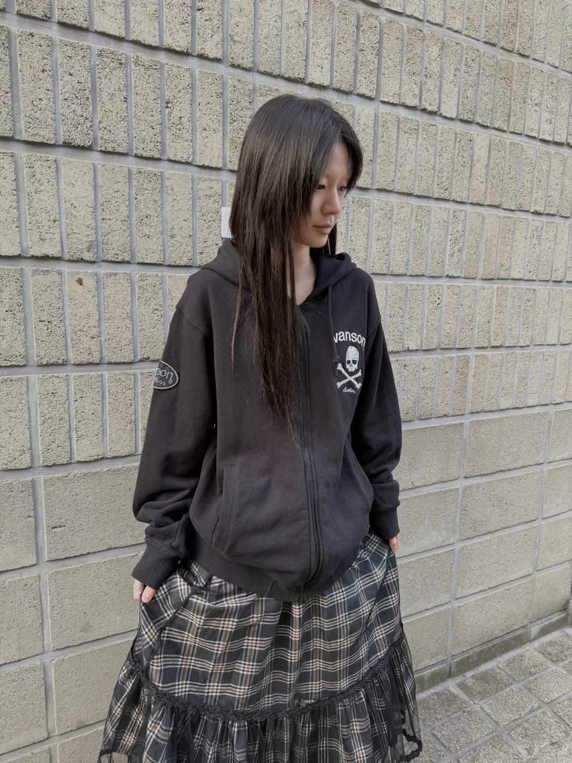 밴슨 스컬 로고 프린팅 오버핏 후드집업 상품이미지9