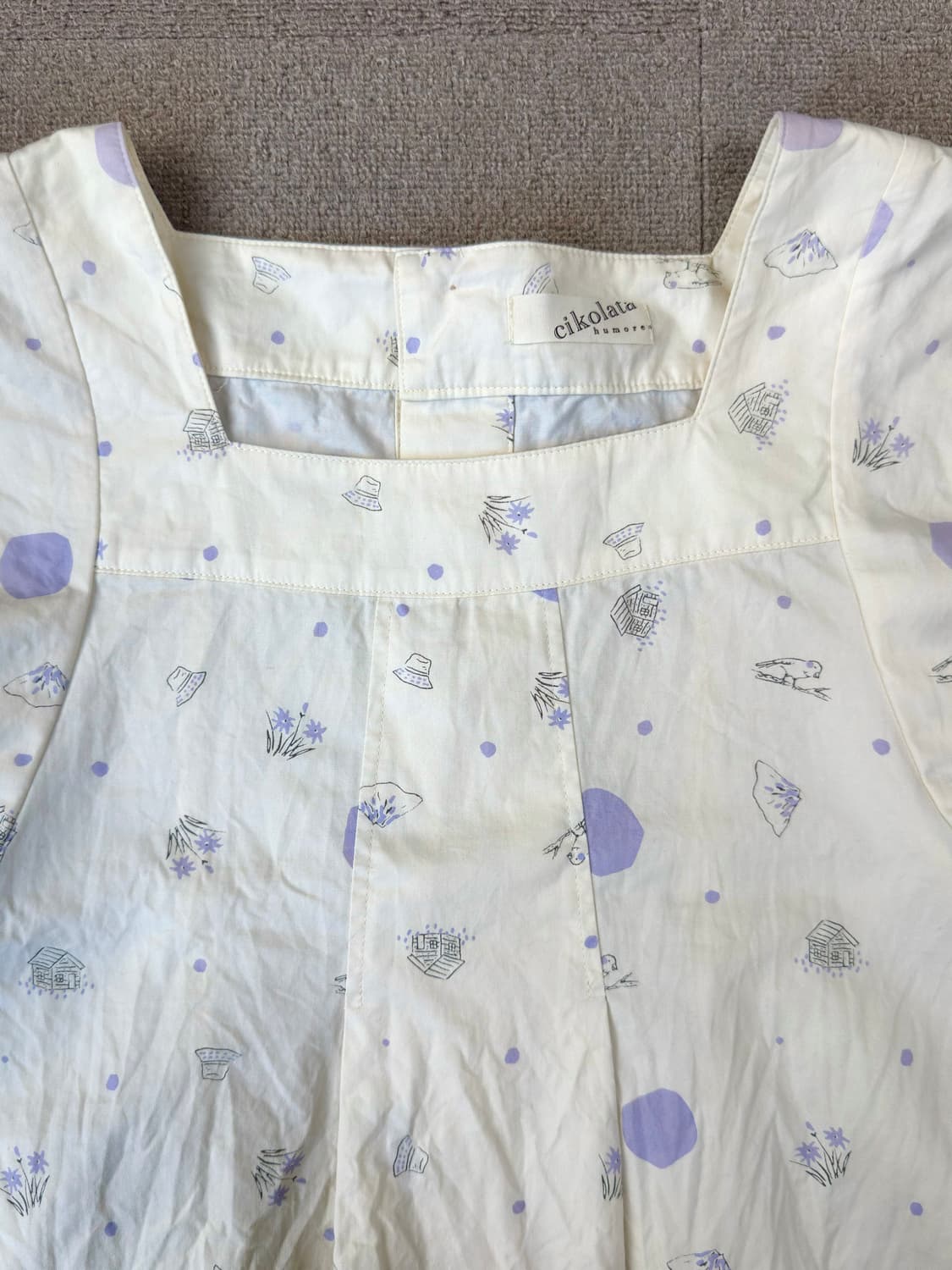 cikolata 라벤더 프린트 코튼 블라우스 상품이미지3