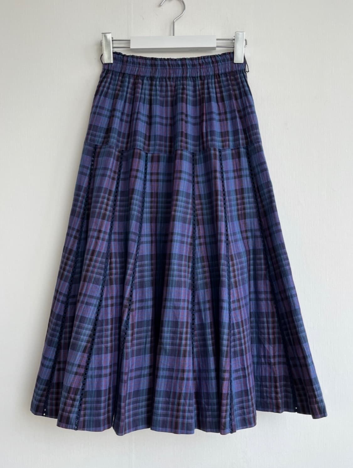 THINK SENSE 퍼플 체크 플레어 스커트 상품이미지1