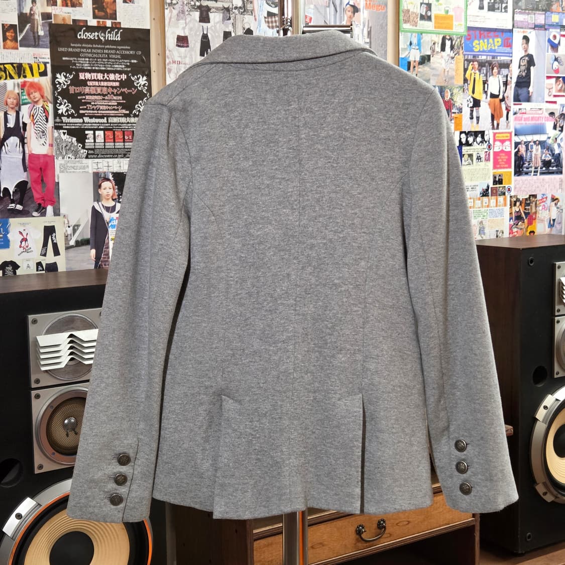 JPN 스컬 안감 그레이 코튼 원버튼 블레이저 상품이미지4
