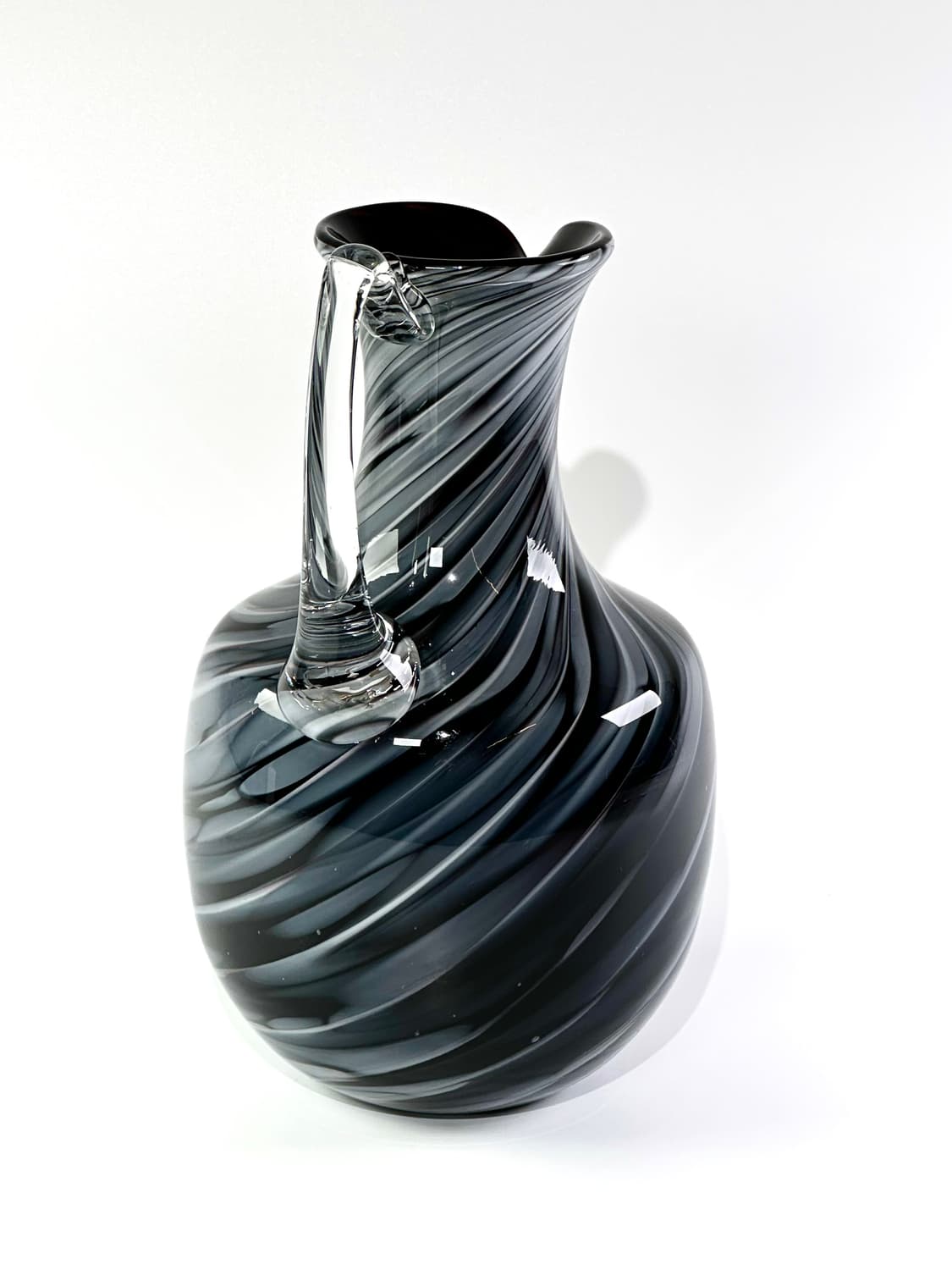 일본 빈티지 쿠라타 아트글라스 블랙&그레이 화병 피처 상품이미지4