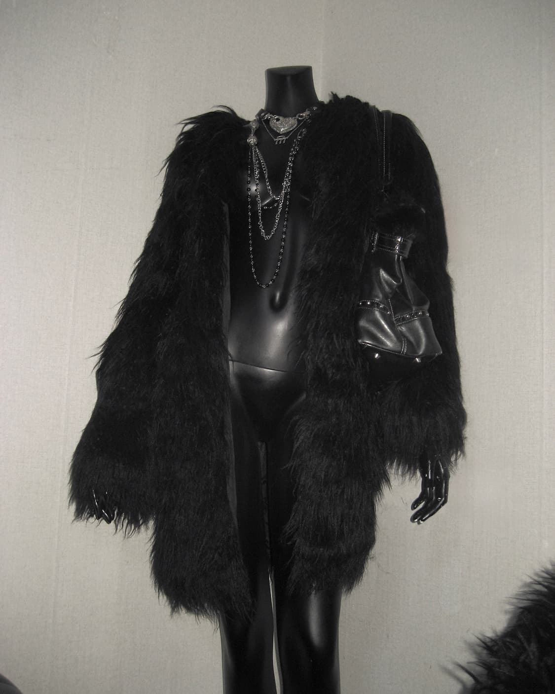 블랙 롱 퍼 코트 자켓 오네갸루 펑크 상품이미지5