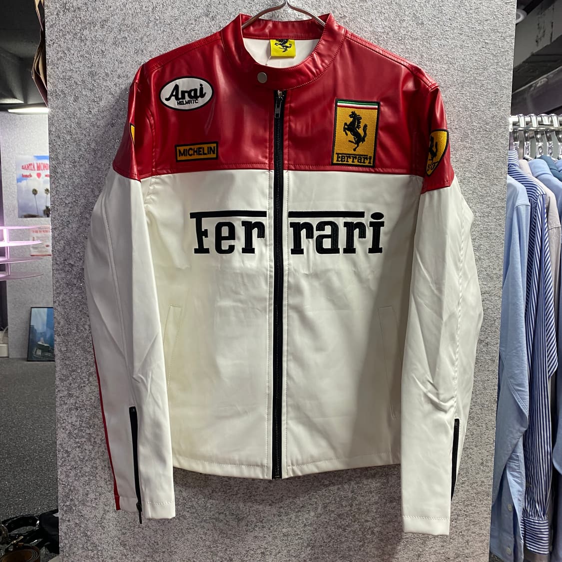 페라리 F1 자수로고 레드 레더자켓 B3619 상품이미지2