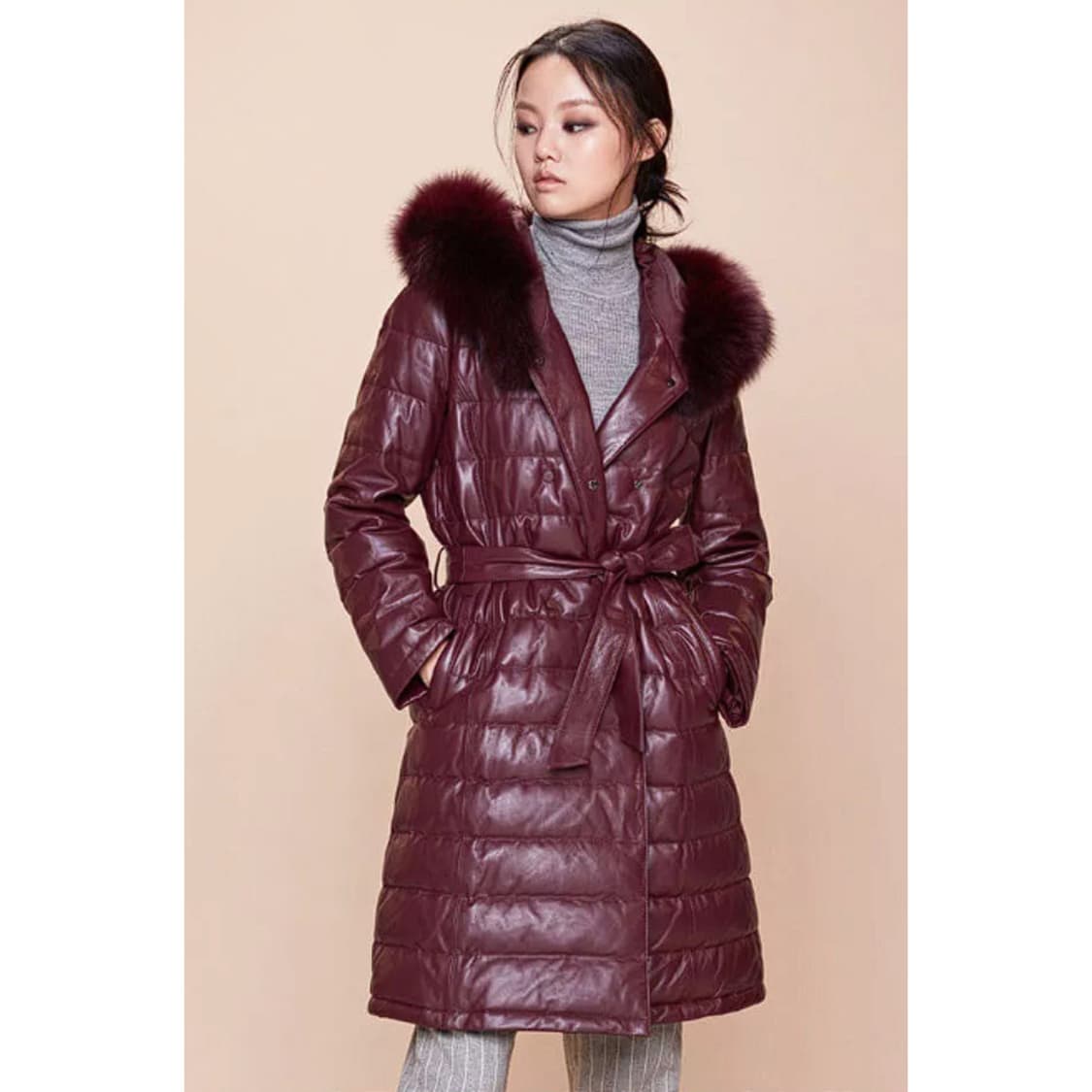 로보 ROBO 폭스퍼 후드 롱 다운 점퍼 상품이미지1