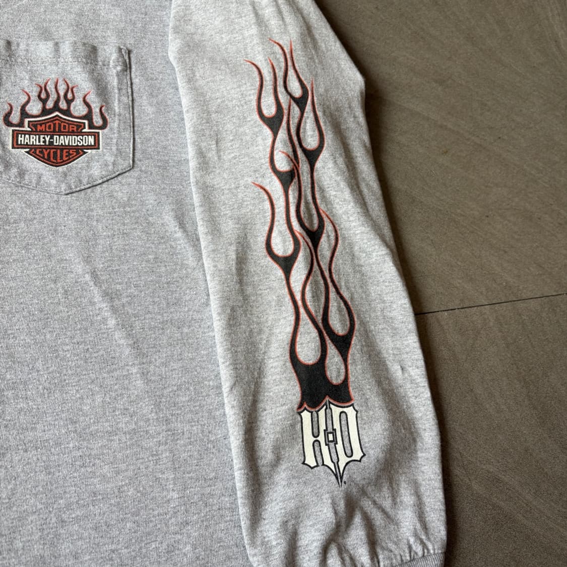 할리데이비슨 미국 생산 그레이 플레임 긴팔 티셔츠 상품이미지7