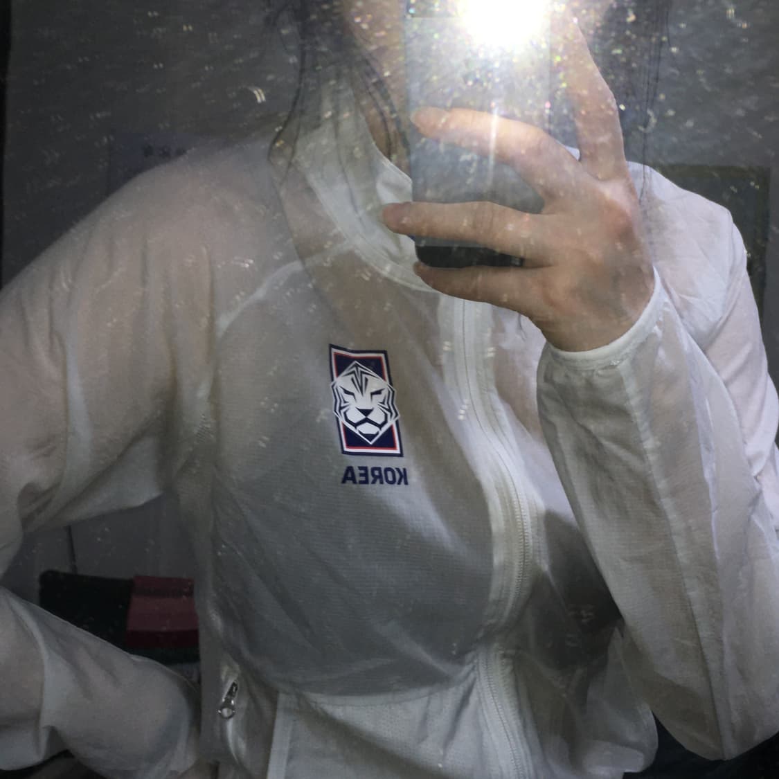 투티/0390 나이키 팀코리아 바람막이 시스루 화이트 슬림핏 KOREA 상품이미지1