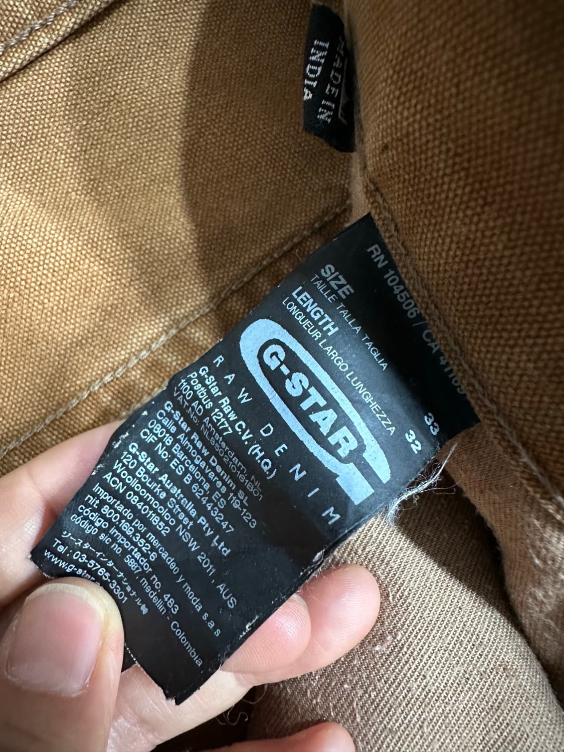 지스타 G-STAR RAW 브라운 덕캔버스 워크 팬츠  버튼플라이 32 상품이미지9