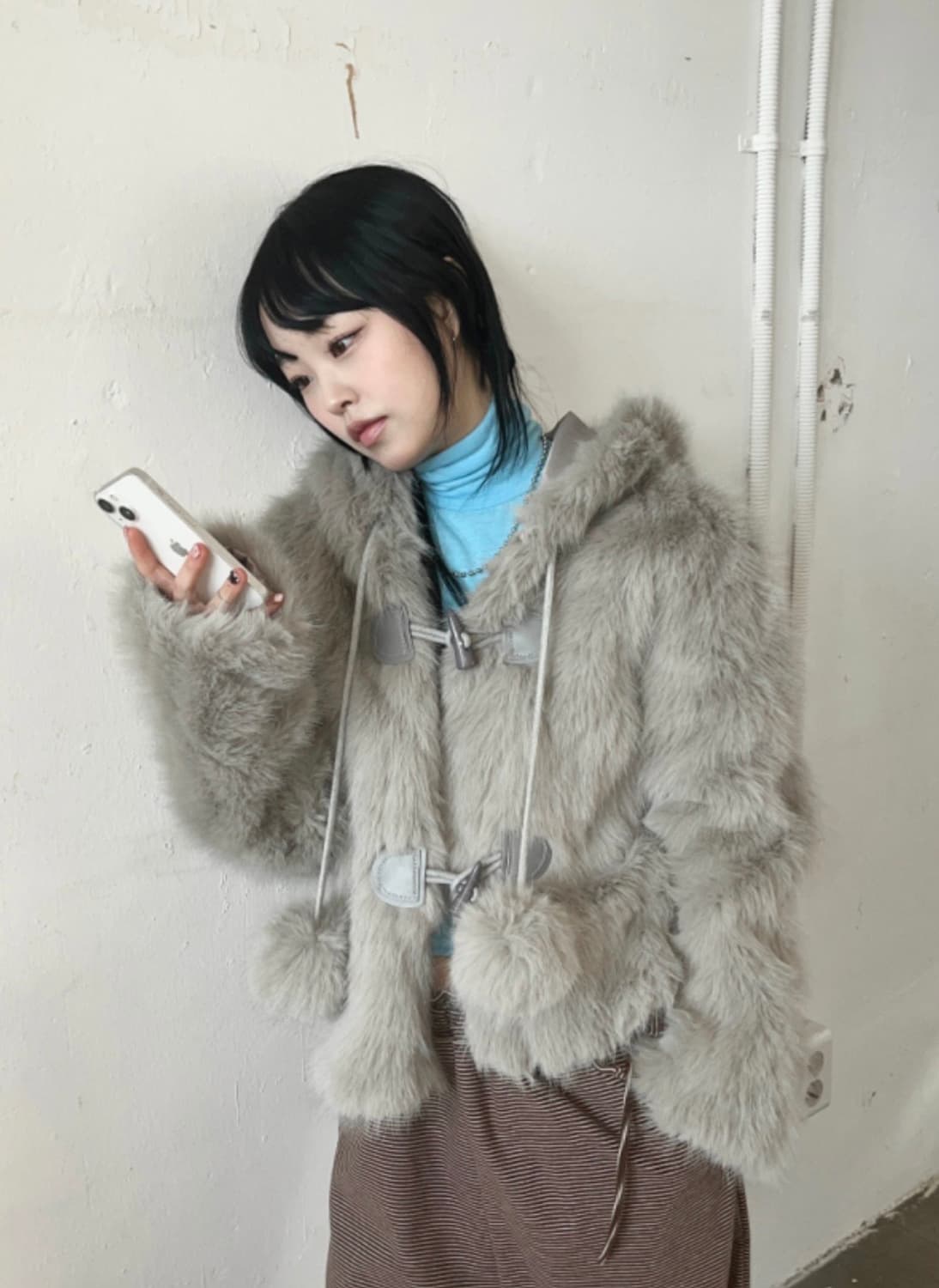 김아홉 방울 후드 퍼자켓 상품이미지1